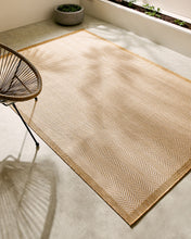 Ocean Home Textile Indoor Outdoor Rug, Washable, Herringbone Pattern, Beige