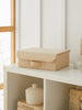 Ocean Home Textile Storage Box With Lid, Herringbone Pattern, Beige
