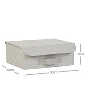Ocean Home Textile Storage Box With Lid, Herringbone Pattern, Grey