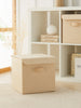 Ocean Home Textile Storage Box With Lid, Herringbone Pattern, Beige