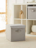 Ocean Home Textile Storage Box With Lid, Herringbone Pattern, Grey