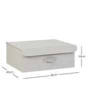 Ocean Home Textile Storage Box With Lid, Herringbone Pattern, Grey