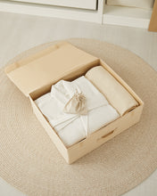 Ocean Home Textile Storage Box With Lid, Herringbone Pattern, Beige