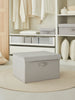 Ocean Home Textile Storage Box With Lid, Herringbone Pattern, Grey