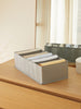 Ocean Home Textile Drawer Organizer, 7 Grids, Herringbone Pattern, Grey