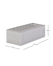 Ocean Home Textile Drawer Organizer, 8 Grids, Herringbone Pattern, Grey