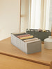 Ocean Home Textile Drawer Organizer, 8 Grids, Herringbone Pattern, Grey