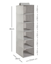 Ocean Home Textile Hanging Storage With 6 Shelves, Herringbone Pattern, Grey