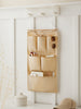 Ocean Home Textile Wall Hanging Organizer With 6 Pockets, Herringbone Pattern, Beige