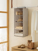 Ocean Home Textile Hanging Storage With 4 Shelves, Herringbone Pattern, Grey