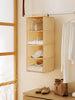 Ocean Home Textile Hanging Storage With 4 Shelves, Herringbone Pattern, Beige