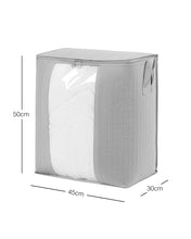 Ocean Home Textile Storage Bag With Clear Window, Quilted Pattern, Grey