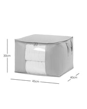 Ocean Home Textile Storage Bag With Clear Window, Medium, Quilted Pattern, Grey