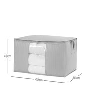 Ocean Home Textile Storage Bag With Clear Window, Large, Quilted Pattern, Grey