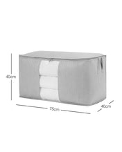 Ocean Home Textile Storage Bag With Clear Window, X Large, Quilted Pattern, Grey