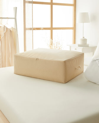 Ocean Home Textile Underbed Storage Bag, Large, Herringbone Pattern, Beige