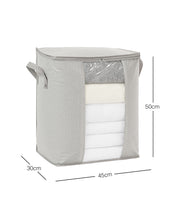 Ocean Home Textile Storage Bag With Clear Window, Herringbone Pattern, Grey