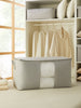 Ocean Home Textile Storage Bag With Clear Window, X Large, Herringbone Pattern, Grey