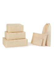 Ocean Home Textile Travel Packing Organizer, Set Of 6, Herringbone Pattern, Beige