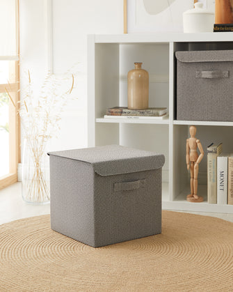 Ocean Home Textile Storage Box With Lid, Anthracite