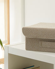 Ocean Home Textile Storage Box With Lid, Beige