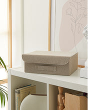 Ocean Home Textile Storage Box With Lid, Beige