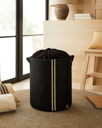 Ocean Home Textile Jute Laundry Basket, Black