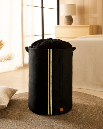 Ocean Home Textile Jute Laundry Basket, Black