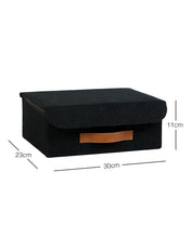 Ocean Home Textile Jute Storage Box With Lid, Black