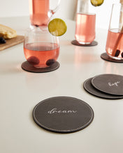 Ocean Home Textile Leather Coaster, Pack Of 6, Grey