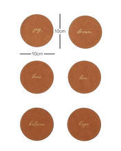 Ocean Home Textile Leather Coaster, Pack Of 6, Camel