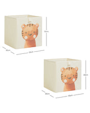 Ocean Home Textile Nursery Storage Box, Pack Of 2, Cute Tiger Pattern