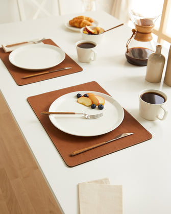 Ocean Home Textile Leather Placemat, Pack Of 2, Camel