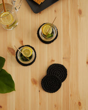 Ocean Home Textile Paper Rope Coaster, Pack Of 4, Black