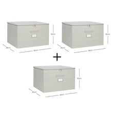 Ocean Home Textile Storage Box, Set Of 3, Herringbone Pattern, Grey