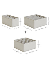 Ocean Home Textile Drawer Organizer, Set Of 3, Herringbone Pattern, Grey