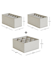 Ocean Home Textile Drawer Organizer, Set Of 3, Herringbone Pattern, Grey