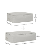 Ocean Home Textile Underbed Storage Bag, Set Of 2, Herringbone Pattern, Grey