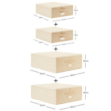 Ocean Home Textile Storage Box, Set Of 4, Herringbone Pattern, Beige