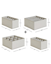 Ocean Home Textile Drawer Organizer, Set Of 4, Herringbone Pattern, Grey