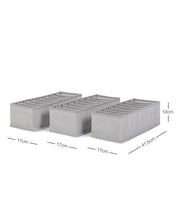 Ocean Home Textile Drawer Organizer, 8 Grids, Pack Of 3, Herringbone Pattern, Grey