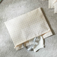 Ocean Home Textile Waterproof PVC Lined Beige Checkered Wet & Dry Bag Set, Set of 5