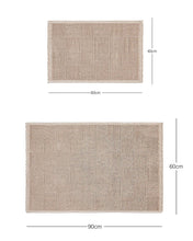 Ocean Home Textile For Indoor Mat Washable, Cotton, Set Of 2, Beige