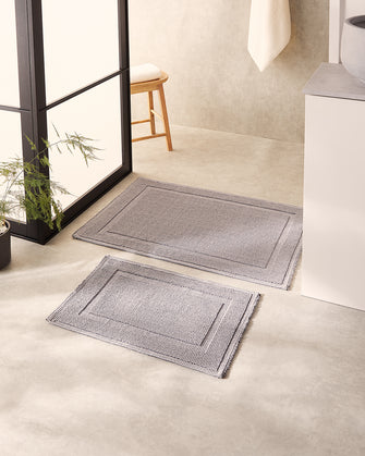 Ocean Home Textile For Indoor Mat Washable, Cotton, Set Of 2, Grey