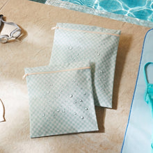 Ocean Home Textile Waterproof PVC Lined Mint Checkered Wet & Dry Bag Set, Set of 5