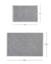 Ocean Home Textile For Indoor Mat Washable, Cotton, Set Of 2, Grey