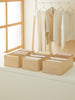 Ocean Home Textile Drawer Organizer, 7 Grids, Pack Of 3, Herringbone Pattern, Beige