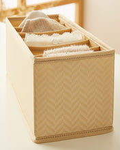 Ocean Home Textile Drawer Organizer, Pack Of 3, Herringbone Pattern, Beige