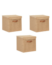 Ocean Home Textile Jute Storage Box With Lid, Pack Of 3