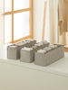 Ocean Home Textile Drawer Organizer, 10 Grids, Pack Of 3, Herringbone Pattern, Grey